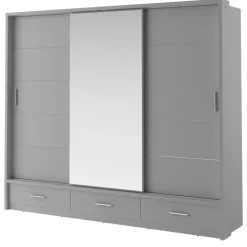 Zestawy Mebli Do Sypialni|Zestawy Mebli Do Przedpokoju>lenart. Szafa przesuwna 250 cm z lustrem szuflady półki drążki ARTI szary