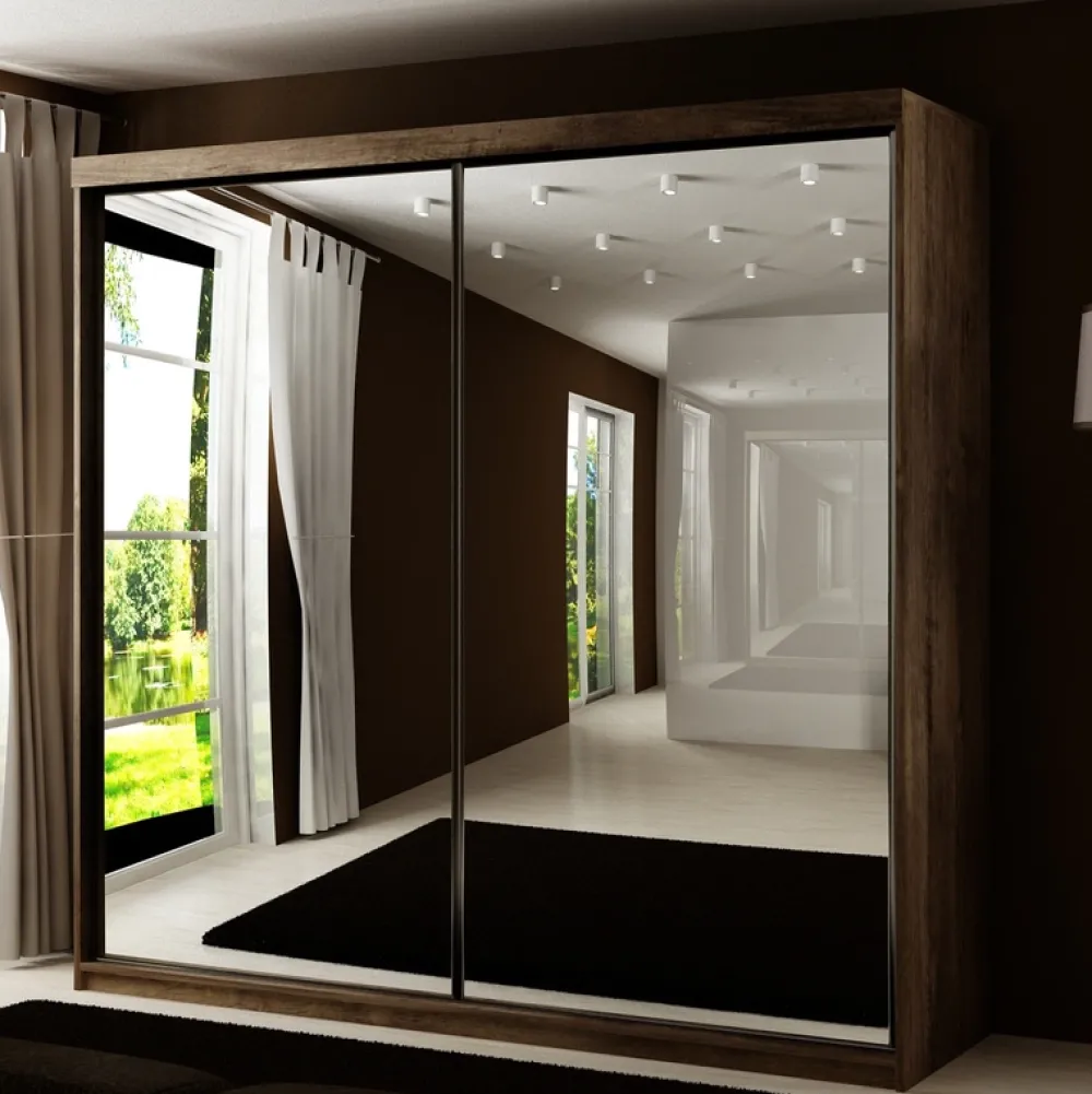 Szafy Dwudrzwiowe|Szafy Z Lustrem>KIER Szafa przesuwna 200 cm z lustrem TARO jesion ciemny dąb jesion ciemny