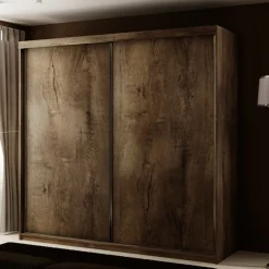 Zestawy Mebli Do Przedpokoju|Szafy Do Przedpokoju>KIER Szafa przesuwna 200 cm z lustrem TARO jesion ciemny dąb jesion ciemny