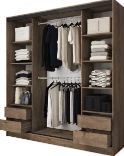 Szafy Trzydrzwiowe|Szafy Do Przedpokoju>BROMARKT Szafa przesuwna 180 cm z lustrem do sypialni BEST dąb lefkas