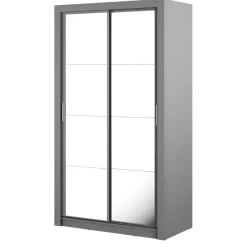 Zestawy Mebli Do Sypialni|Szafy Dwudrzwiowe>lenart. Szafa przesuwna 120 cm z lustrem szara półki drążki ARTI szary