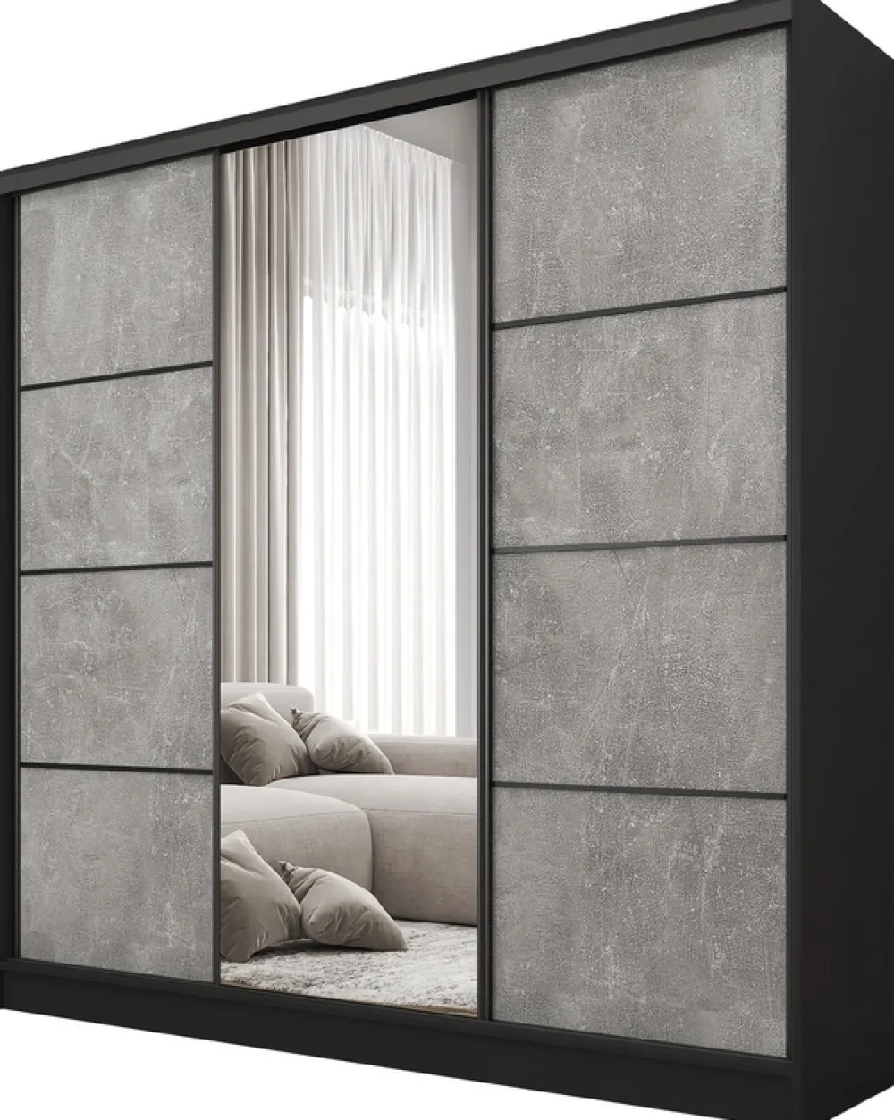 Zestawy Mebli Do Przedpokoju|Szafy Trzydrzwiowe>BROMARKT Szafa przesuwna 180 cm z lustrem do sypialni BEST nowoczesna