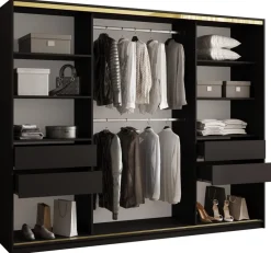 Szafy Trzydrzwiowe|Szafy Przesuwne>BROMARKT Szafa przesuwna 250 cm z półkami w stylu glamour GOLD NEW