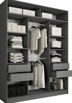 Szafy Trzydrzwiowe|Szafy Do Przedpokoju>BROMARKT Szafa przesuwna 180 cm z półkami i drążkami EDGE MAX beton