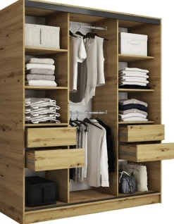 Zestawy Mebli Do Przedpokoju|Szafy Trzydrzwiowe>BROMARKT Szafa przesuwna 150 cm LOFT dąb artisan