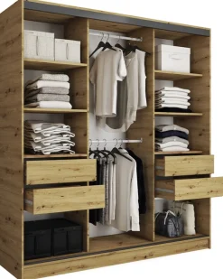 Zestawy Mebli Do Przedpokoju|Szafy Trzydrzwiowe>BROMARKT Szafa przesuwna 180 cm LOFT dąb artisan