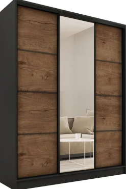 Zestawy Mebli Do Przedpokoju|Szafy Trzydrzwiowe>BROMARKT Szafa przesuwna dąb lefkas 150 cm LOFT