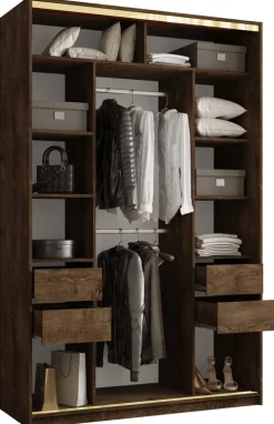 Szafy Trzydrzwiowe|Szafy Do Salonu>BROMARKT Szafa przesuwna do przedpokoju 150 cm GOLD NEW MAX lefkas dąb lefkas