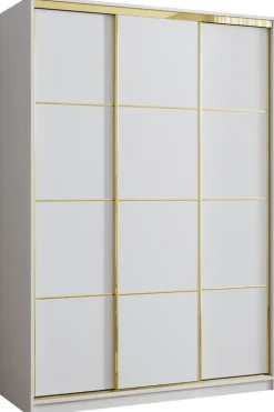 Zestawy Mebli Do Przedpokoju|Szafy Trzydrzwiowe>BROMARKT Szafa przesuwna do przedpokoju 150 cm GOLD NEW biały