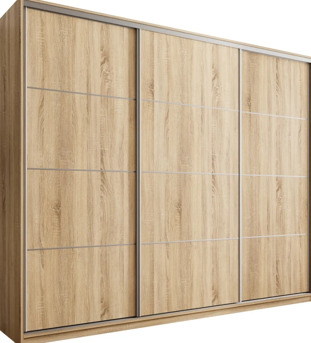Zestawy Mebli Do Przedpokoju|Szafy Trzydrzwiowe>BROMARKT Szafa przesuwna do sypialni 250 cm TOP MAX dąb sonoma