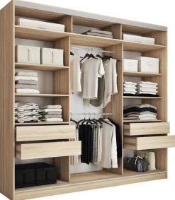 Zestawy Mebli Do Przedpokoju|Szafy Trzydrzwiowe>BROMARKT Szafa przesuwna do sypialni 250 cm TOP MAX dąb sonoma