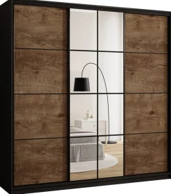 Zestawy Mebli Do Przedpokoju|Szafy Trzydrzwiowe>BROMARKT Szafa przesuwna do sypialni 200 cm z półkami i lustrem EDGE