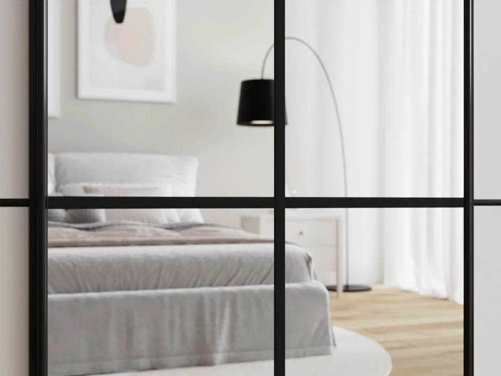 Zestawy Mebli Do Przedpokoju|Szafy Trzydrzwiowe>BROMARKT Szafa przesuwna do sypialni 200 cm z półkami i lustrem EDGE