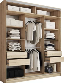 Szafy Trzydrzwiowe|Szafy Do Przedpokoju>BROMARKT Szafa przesuwna do sypialni 200 cm TOP MAX dąb sonoma