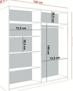 Szafy Przesuwne|Zestawy Mebli Do Przedpokoju></noscript>KIER Szafa przesuwna do sypialni z lustrem 150 cm TARO jesion ciemny dąb jesion ciemny