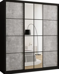 Zestawy Mebli Do Przedpokoju|Szafy Trzydrzwiowe>BROMARKT Szafa przesuwna do sypialni 180 cm z lustrem i drążkami EDGE