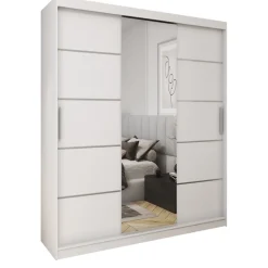 Szafy Trzydrzwiowe|Szafy Do Przedpokoju>Meblohand Szafa przesuwna do sypialni z lustrem 180 cm biała HOT biały