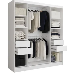 Szafy Trzydrzwiowe|Szafy Do Przedpokoju>Meblohand Szafa przesuwna do sypialni z lustrem 180 cm biała HOT biały