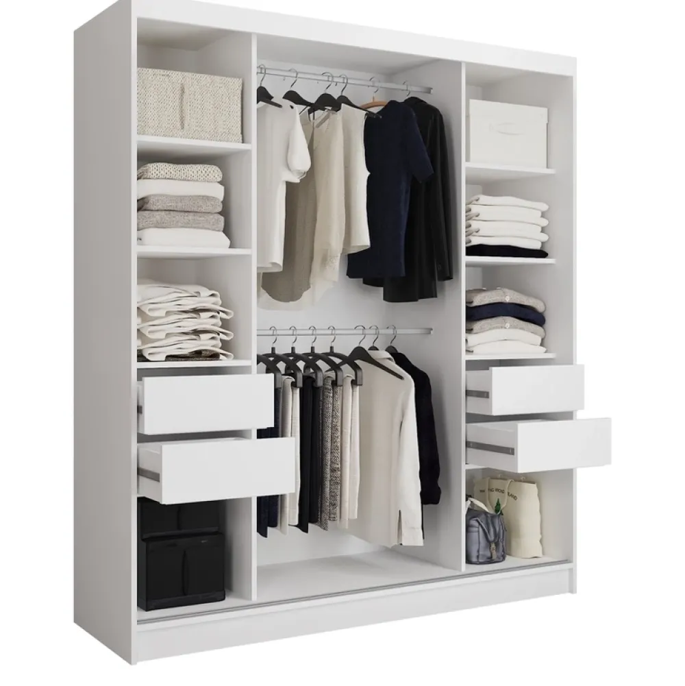 Meble Młodzieżowe|Zestawy Mebli Do Przedpokoju>Meblohand Szafa przesuwna do sypialni z lustrem 180 cm biała HOT biały