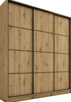 Szafy Trzydrzwiowe|Szafy Do Przedpokoju>BROMARKT Szafa przesuwna do sypialni 180 cm LOFT MAX z półkami dąb artisan