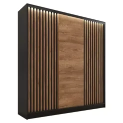 Zestawy Mebli Do Przedpokoju|Szafy Trzydrzwiowe>BROMARKT Szafa przesuwna do sypialni z lamelami LOFT 180 cm