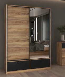 Zestawy Mebli Do Sypialni|Szafy Dwudrzwiowe></noscript>Helvetia Szafa przesuwna do sypialni z lustrem 150 cm BETA