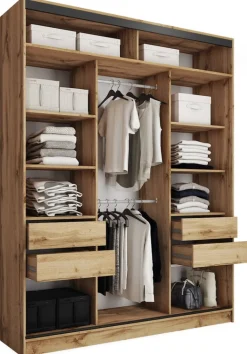 Zestawy Mebli Do Przedpokoju|Szafy Trzydrzwiowe>BROMARKT Szafa przesuwna trzydrzwiowa 180 cm LOFT MAX dąb wotan