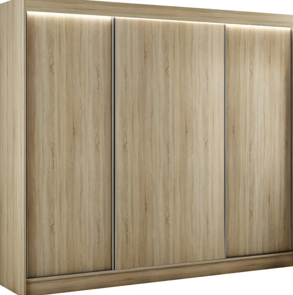 Zestawy Mebli Do Przedpokoju|Szafy Trzydrzwiowe>Arton Szafa przesuwna trzydrzwiowa z półkami 250 cm BRANDON dąb sonoma