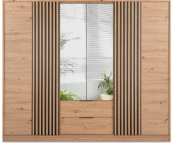 Szafy Z Lustrem|Szafy Przesuwne>Stolar Szafa przesuwna z lamelami 250 cm szufladami lustrami dąb artisan MISTRAL