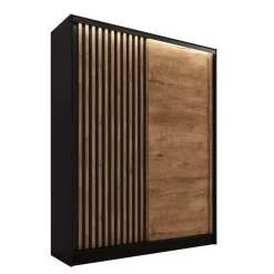 Zestawy Mebli Do Przedpokoju|Szafy Trzydrzwiowe>BROMARKT Szafa przesuwna z lamelami 150 cm LAMEL 3D