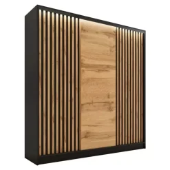 Zestawy Mebli Do Przedpokoju|Szafy Trzydrzwiowe>BROMARKT Szafa przesuwna z lamelami LOFT 180 cm wotan