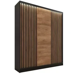 Zestawy Mebli Do Przedpokoju|Szafy Trzydrzwiowe>BROMARKT Szafa przesuwna z lamelami do sypialni LOFT 150 cm