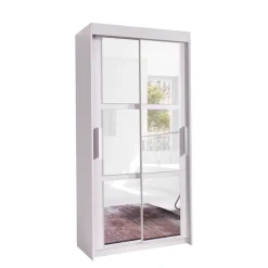 Zestawy Mebli Do Przedpokoju|Szafy Dwudrzwiowe>JUREK Szafa przesuwna z lustrami i drążkiem na ubrania 100 cm KIER