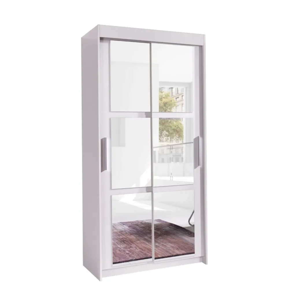 Zestawy Mebli Do Przedpokoju|Szafy Dwudrzwiowe>JUREK Szafa przesuwna z lustrami i drążkiem na ubrania 100 cm KIER