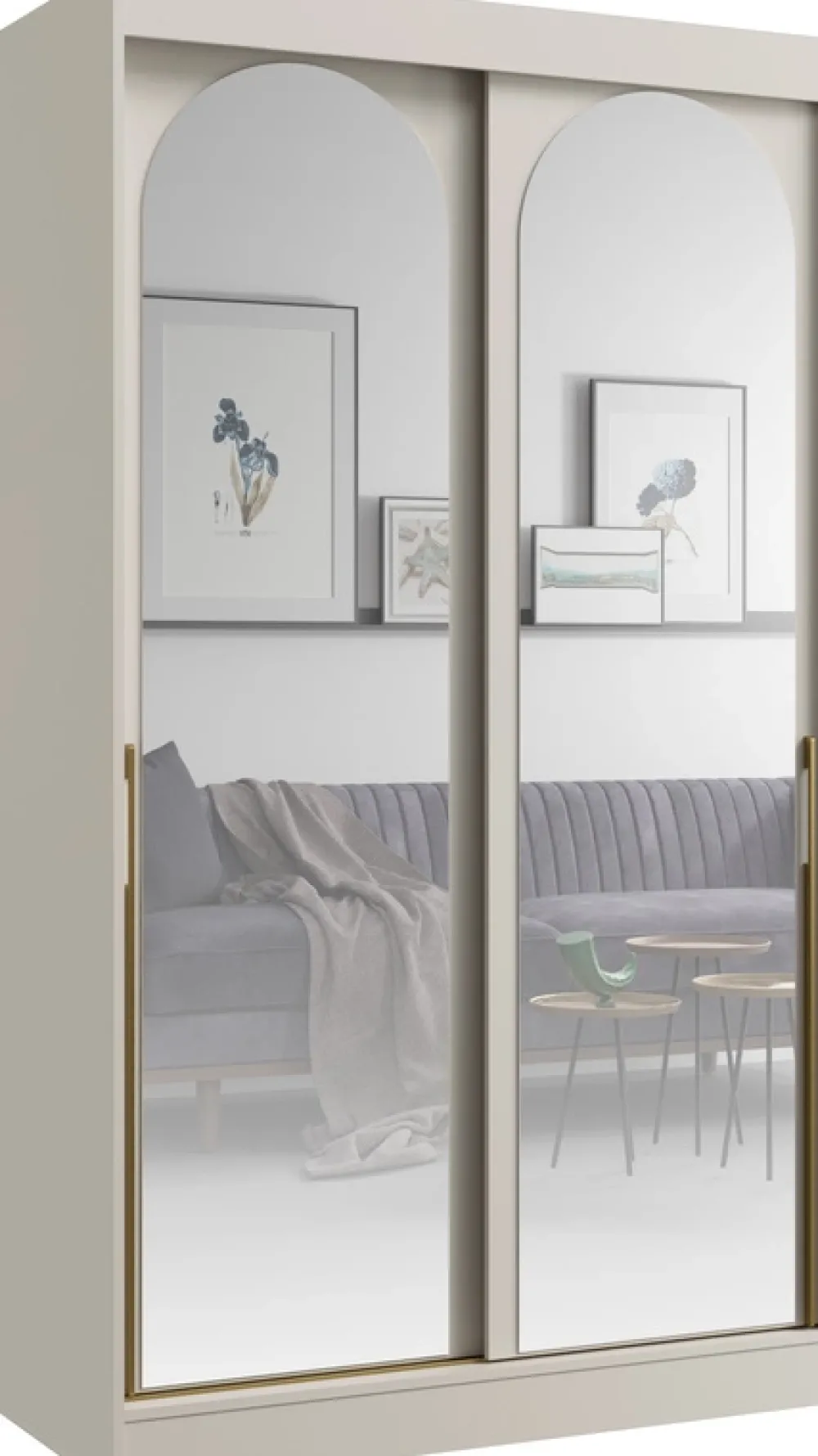 Meble Młodzieżowe|Zestawy Mebli Do Przedpokoju>JUREK Szafa przesuwna z lustrami 120 cm drzwi przesuwne złote uchwyty kaszmir