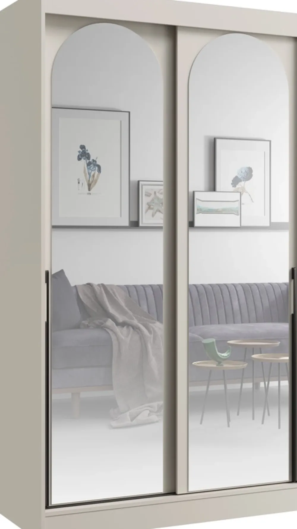 Meble Młodzieżowe|Zestawy Mebli Do Przedpokoju>JUREK Szafa przesuwna z lustrami 120 cm drzwi przesuwne czarne uchwyty MORIN kaszmir