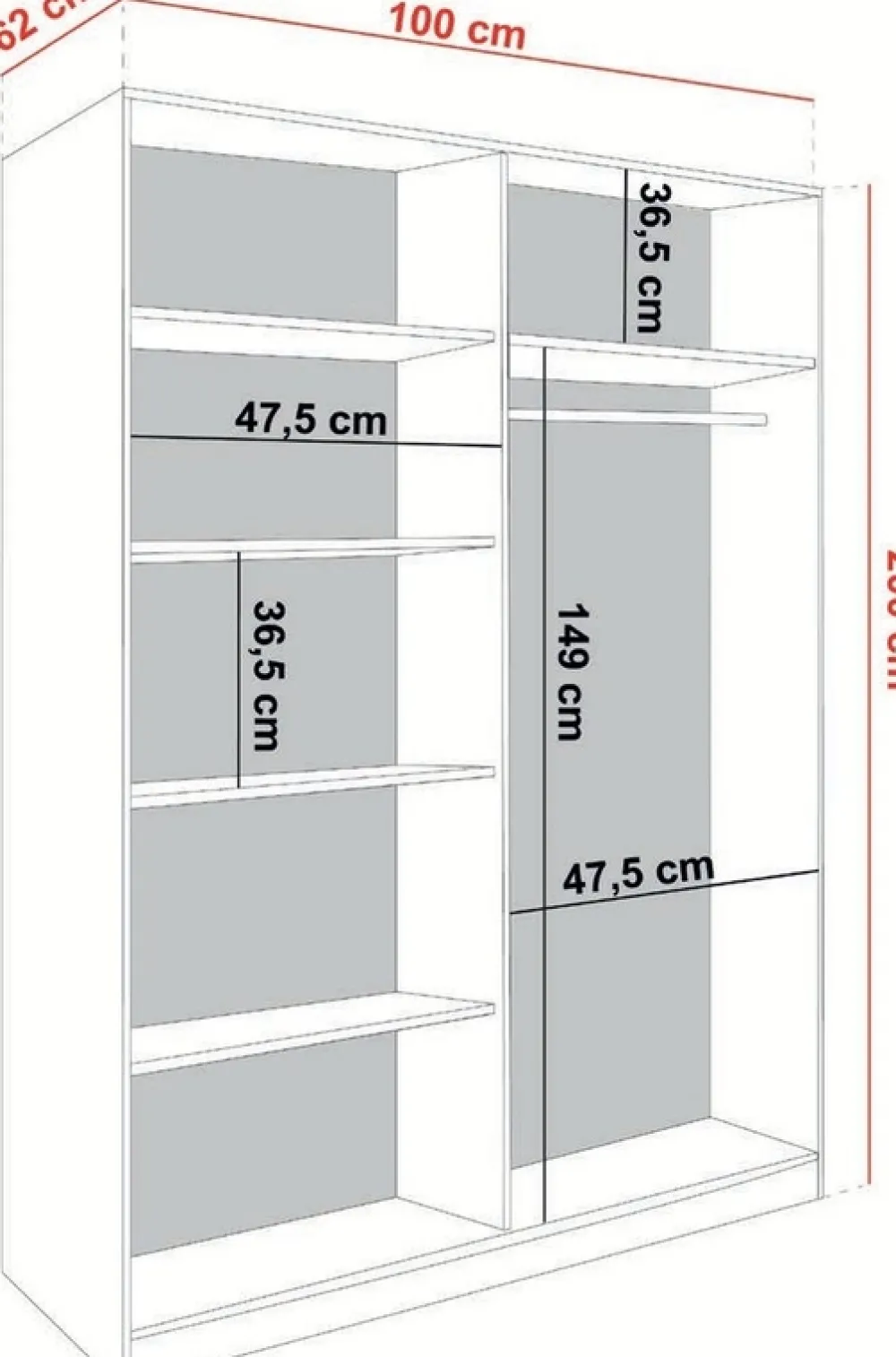 Szafy Dwudrzwiowe|Szafy Z Lustrem>KIER Szafa przesuwna z lustrem 100 cm dwudrzwiowa TARO dąb sonoma