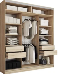 Szafy Trzydrzwiowe|Szafy Do Przedpokoju>BROMARKT Szafa przesuwna z lustrem 200 cm TOP MAX dąb sonoma