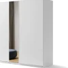 Szafy Dwudrzwiowe|Szafy Z Lustrem>lenart. Szafa przesuwna z lustrem i półkami 200 cm dwudrzwiowa biała MAXI