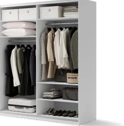 Szafy Dwudrzwiowe|Szafy Z Lustrem>lenart. Szafa przesuwna z lustrem i półkami 200 cm dwudrzwiowa biała MAXI