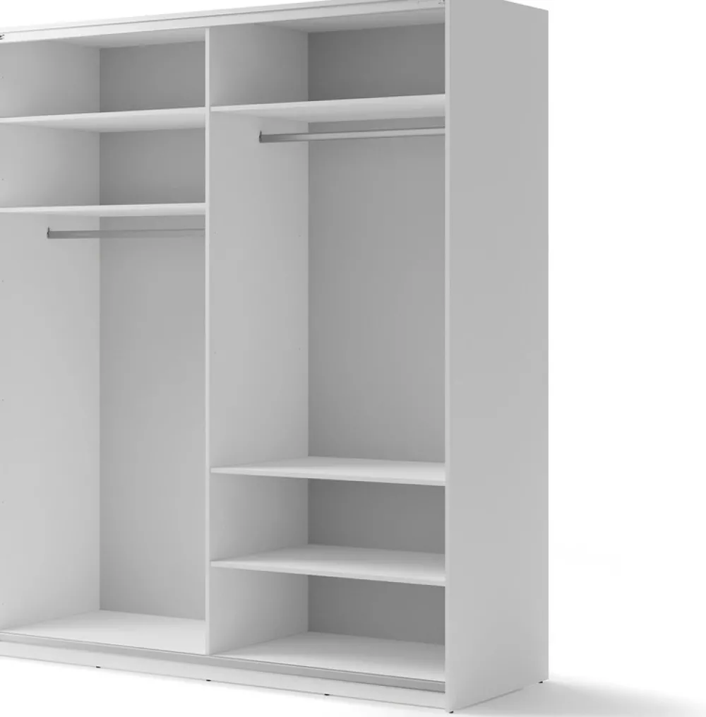 Szafy Dwudrzwiowe|Szafy Z Lustrem>lenart. Szafa przesuwna z lustrem i półkami 200 cm dwudrzwiowa biała MAXI