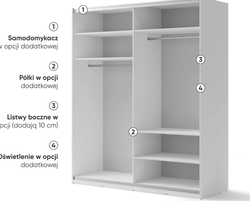 Szafy Dwudrzwiowe|Szafy Z Lustrem>lenart. Szafa przesuwna z lustrem i półkami 200 cm dwudrzwiowa biała MAXI