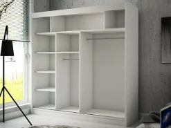 Szafy Dwudrzwiowe|Szafy Z Lustrem>Arton Szafa przesuwna z lustrem i półkami 200 cm HALTON czarna czarny