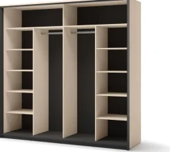 Zestawy Mebli Do Sypialni|Szafy Dwudrzwiowe>lenart. Szafa przesuwna z lustrem do sypialni 220 cm beżowa z oświetleniem ENNA