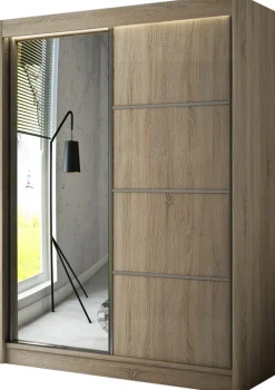 Szafy Dwudrzwiowe|Szafy Z Lustrem>Arton Szafa przesuwna z lustrem i drążkiem 200 cm RABANA dąb sonoma