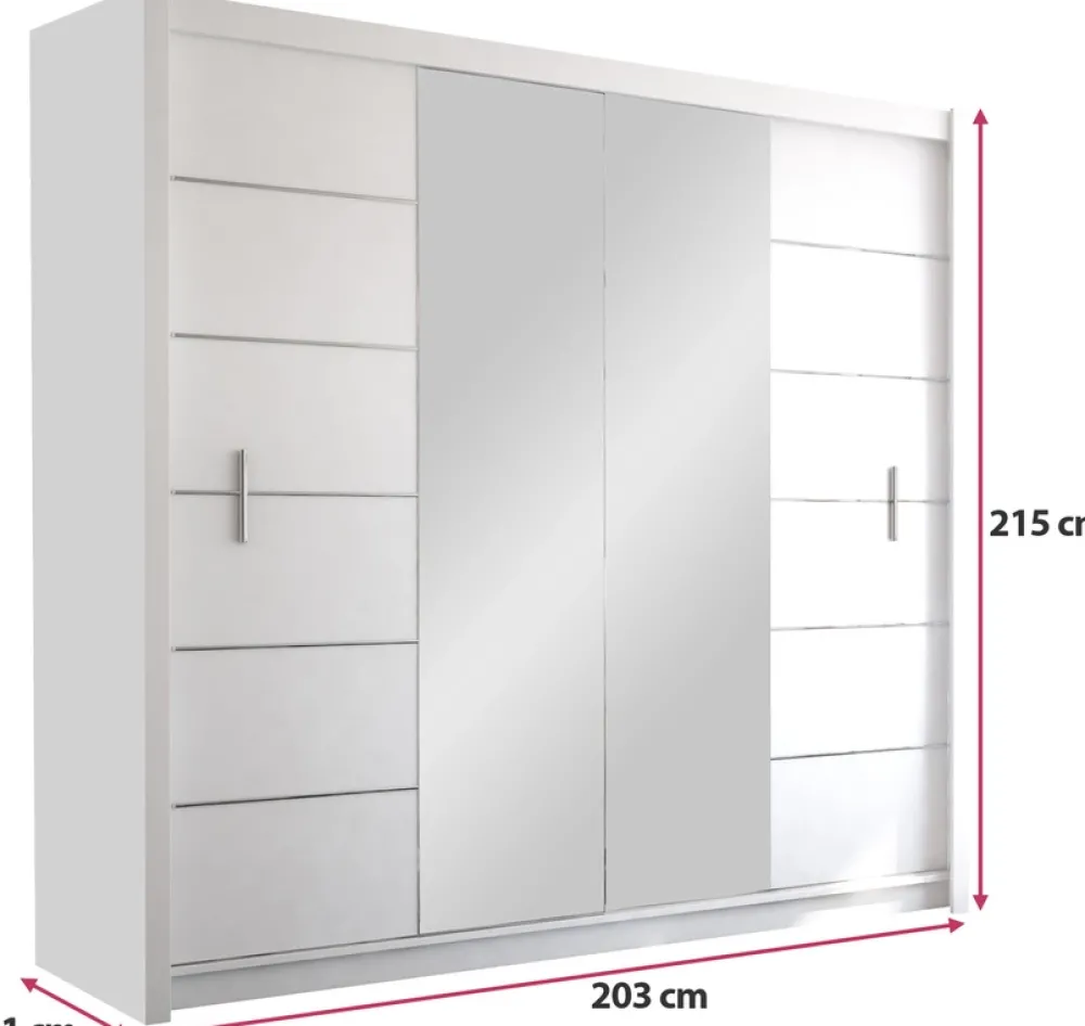 Szafy Dwudrzwiowe|Szafy Z Lustrem>Stolar Szafa przesuwna z lustrem 203 cm do sypialni LARYS dąb sonoma