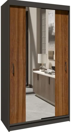 Zestawy Mebli Do Przedpokoju|Szafy Dwudrzwiowe>Meblohand Szafa przesuwna z lustrem 120 cm do sypialni NASTE półki drążek