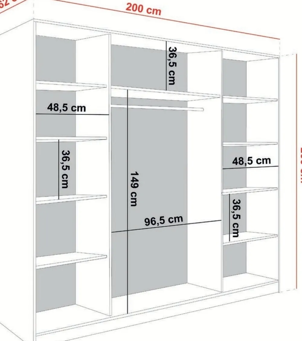 Szafy Dwudrzwiowe|Szafy Z Lustrem>KIER Szafa przesuwna z lustrem 200 cm dwudrzwiowa TARO dąb sonoma