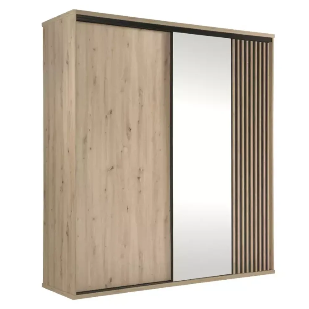 Zestawy Mebli Do Sypialni>JARSTOL Szafa przesuwna z lustrem i lamelami 199 cm CALIS