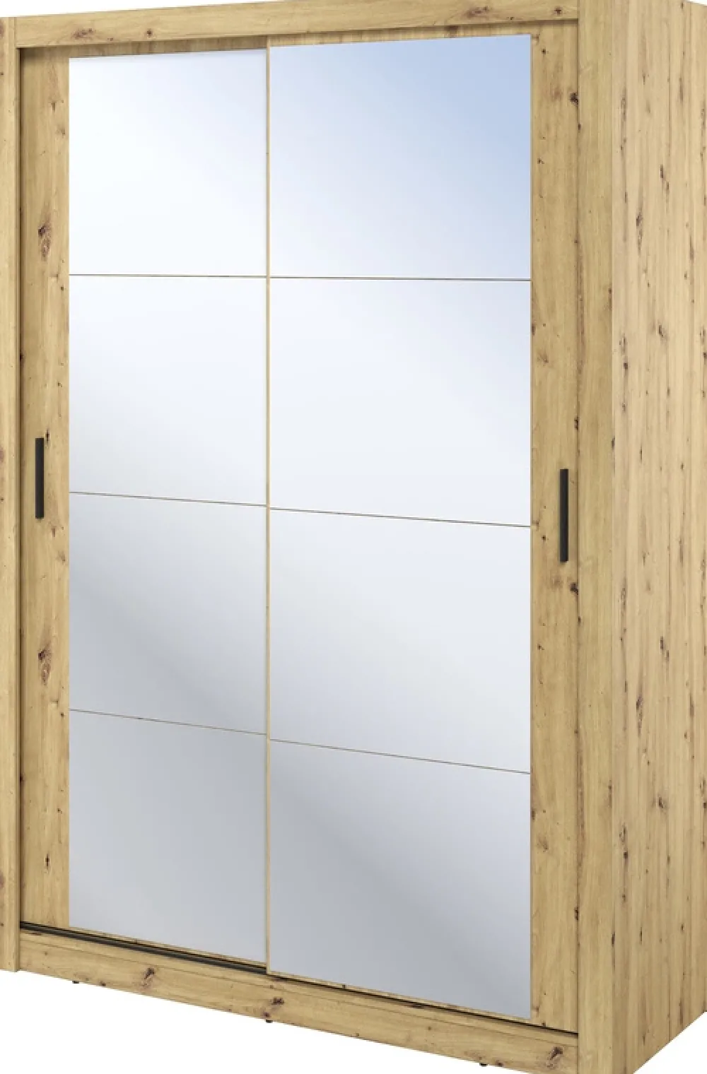 Zestawy Mebli Do Sypialni|Szafy Dwudrzwiowe>lenart. Szafa przesuwna z lustrem 150 cm ARTI z półkami i drążkiem dąb artisan